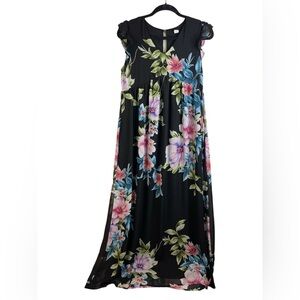 EUC Multi color Maxi Flowy Dress Polyester Women’s Size Small #243